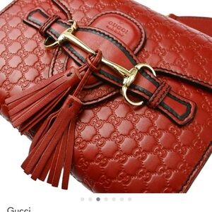 Gucci Red Embossed Leather Crossbody Bag
